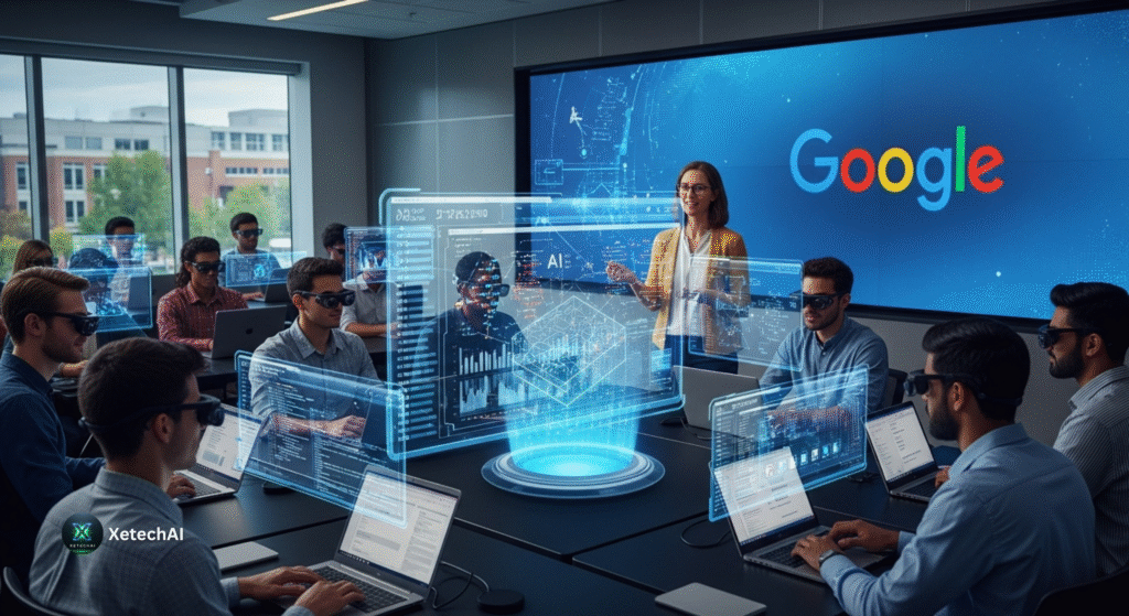 Students in Virginia learning artificial intelligence through Google training programs, part of the Google $9 billion AI infrastructure investment in Virginia.