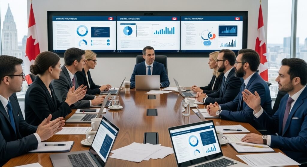 Government officials and AI experts in Ottawa meeting to discuss Canada’s AI strategy, digital innovation, and collaboration for artificial intelligence leadership.