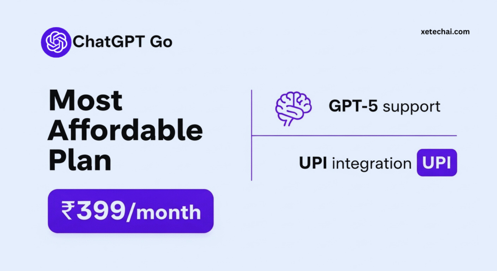 OpenAI ChatGPT Go India plan ₹399 per month with GPT-5 support and UPI integration