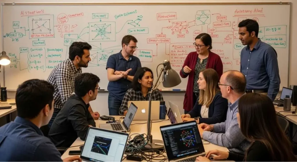 Seattle students and engineers collaborating in a university AI lab preparing for opportunities at Elon Musk’s xAI Seattle Engineering Hub