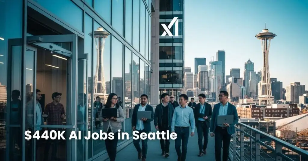 Elon Musk’s xAI Launches Seattle Engineering Hub with Salaries Up to $440,000 Modern Seattle office with Space Needle in background showcasing Elon Musk’s xAI Seattle Engineering Hub hiring engineers with salaries up to $440,000.