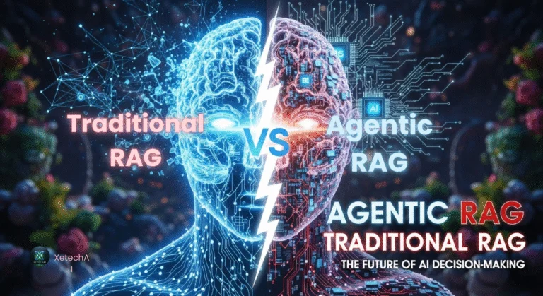 Agentic RAG vs Traditional RAG AI systems in a modern USA/Canada office environment, 2025